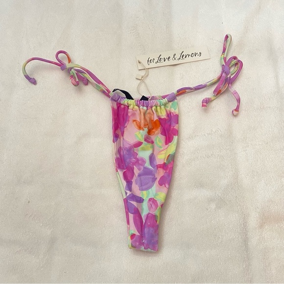 New! For Love And Lemons Colorful Floral Cydney Thong Bikini Bottom 1938 - Picture 2 of 10